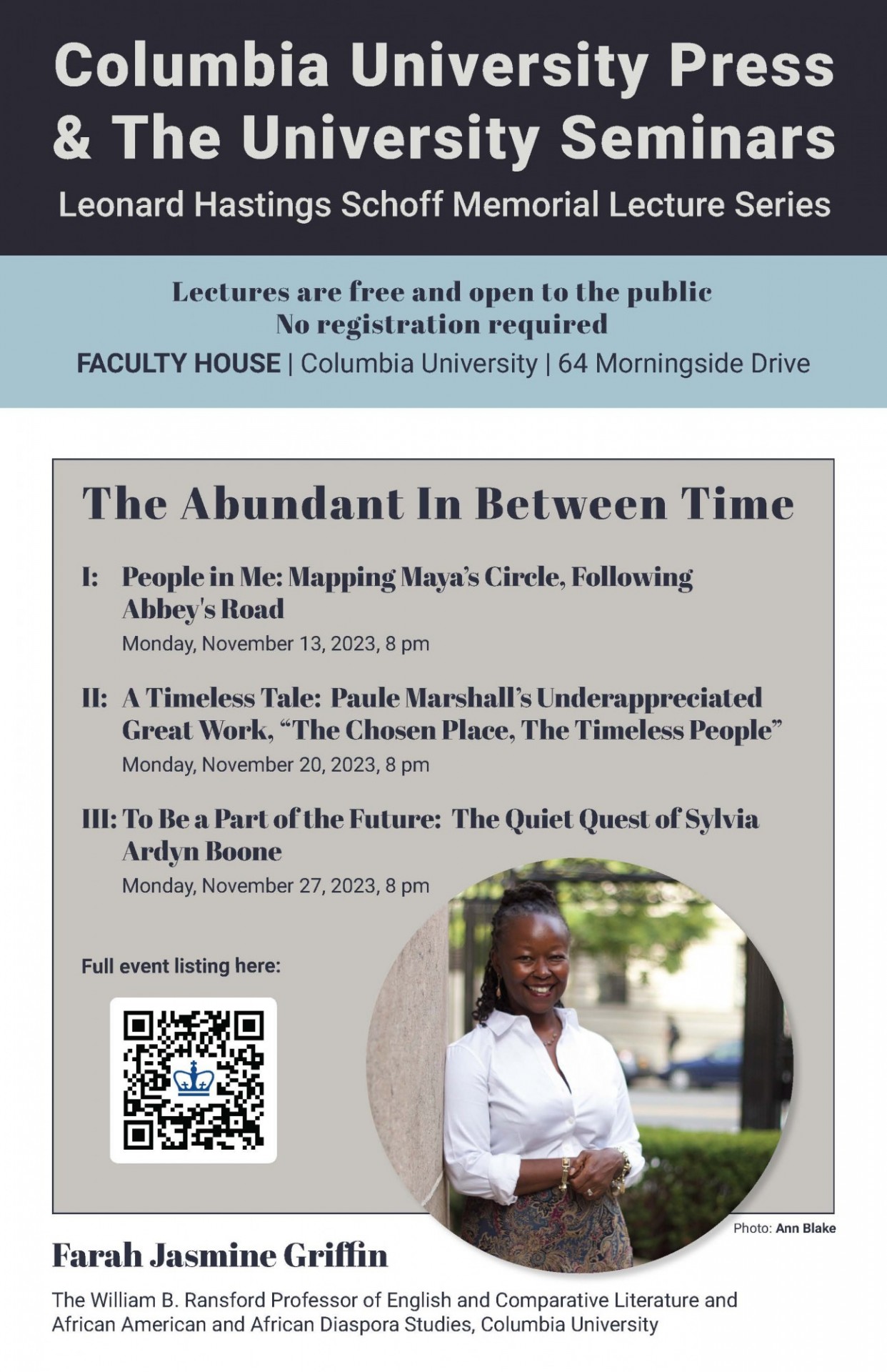 poster for The Abundant In Between Time II:  A Timeless Tale:  Paule Marshall's Underappreciated Great Work, "The Chosen Place, The Timeless People" 