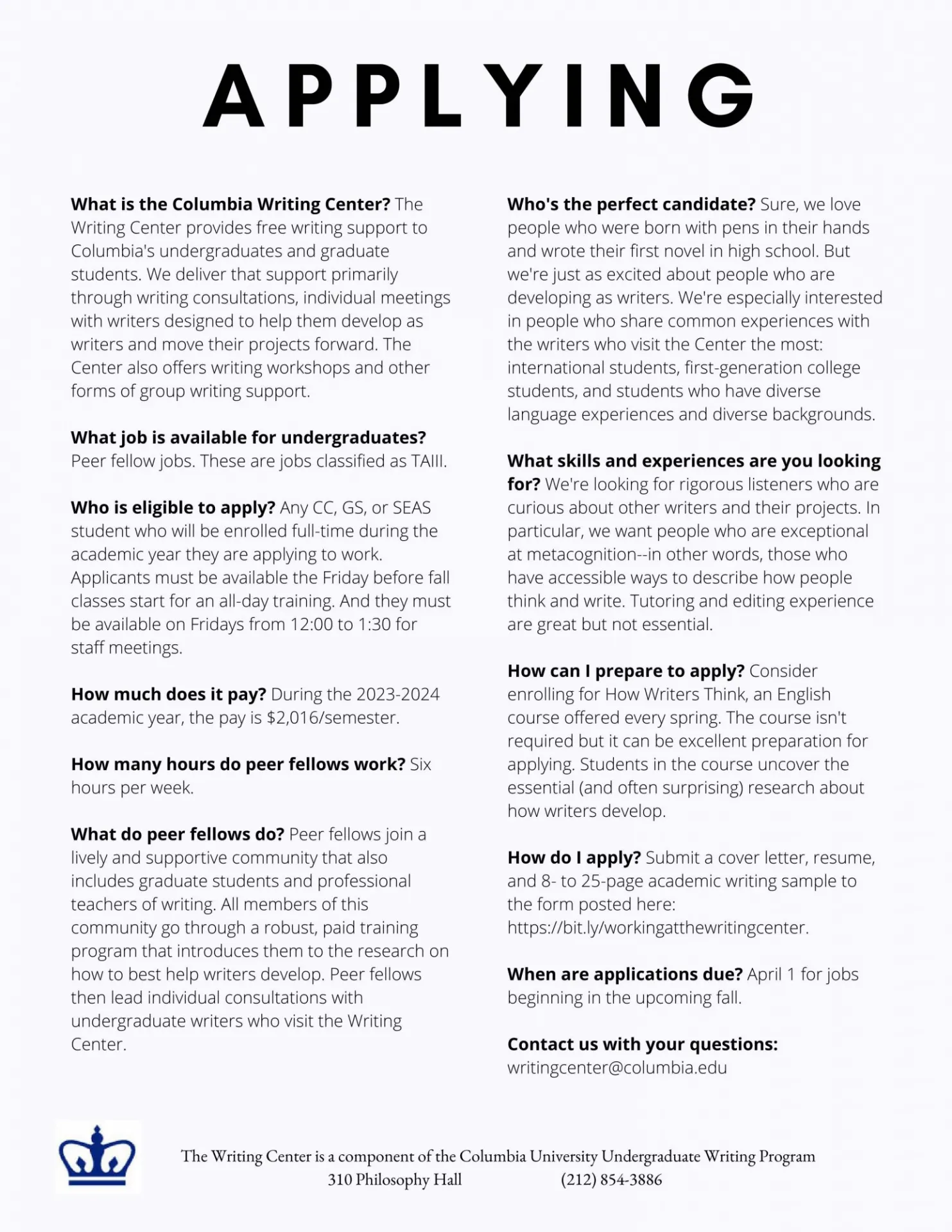 UWC Recruitment Flyer Page 2