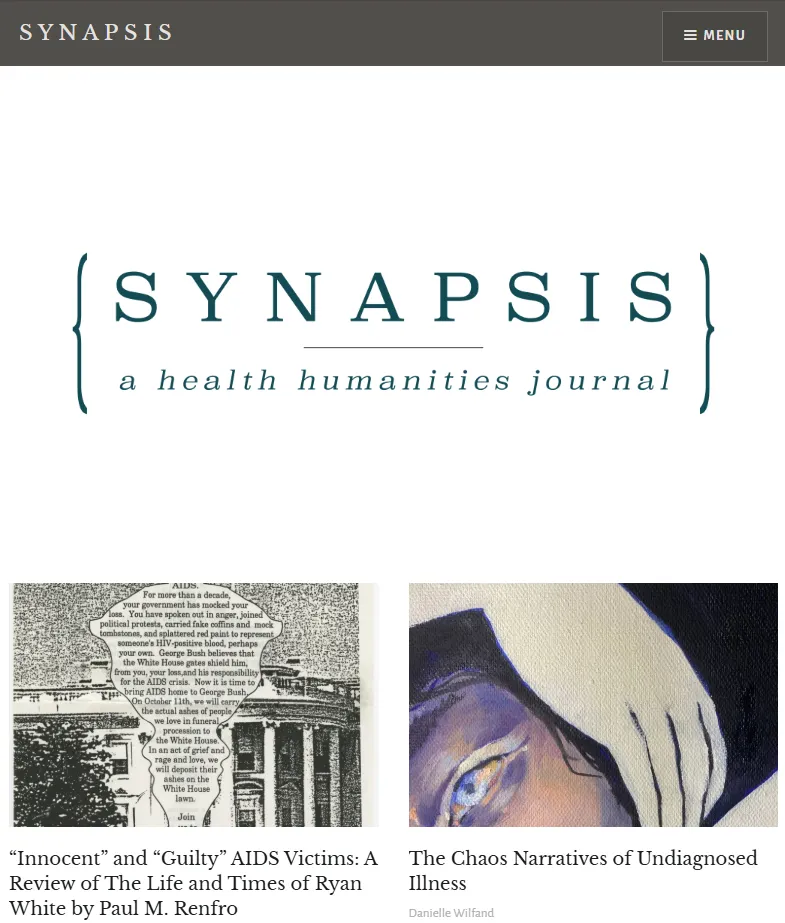 The home page of the Synapsis website